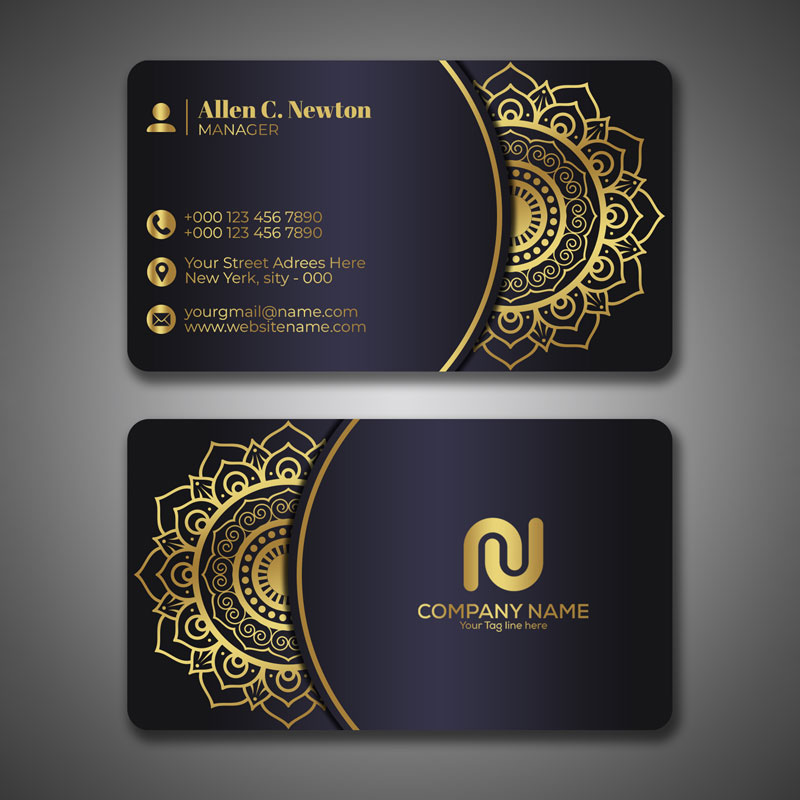 bc04101 کارت ویزیت کلاسیک نقش طلایی - تصویر 1