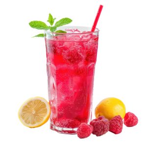 طرح لیوان آب میوه تمشک لیمو
