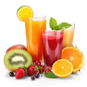 طرح لیوان آب میوه با میوه برش خورده