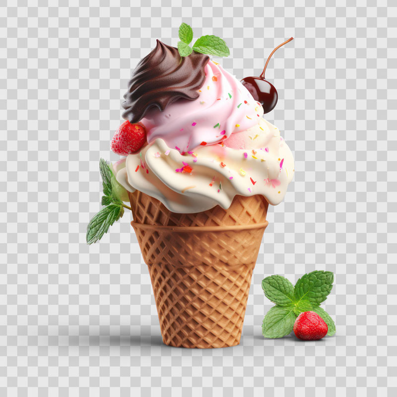 آبجکت 3d لایه باز بستنی با تزیین میوه آبجکت 3d لایه باز بستنی با تزیین میوه