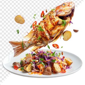 تصویر بشقاب خوراک ماهی جذاب
