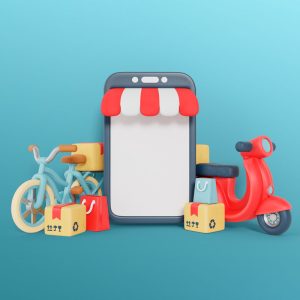 تصویر انیمیشنی آنلاین شاپ موبایلی