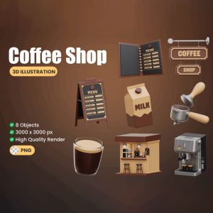 مجموعه آیکن 3D قهوه