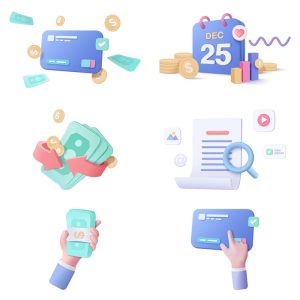 پک آبجکت 3D نماد مالی و تجارت