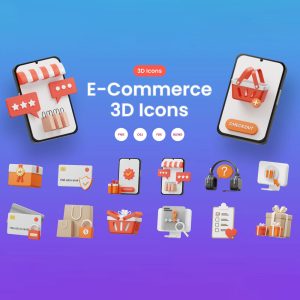 مجموعه آیکون 3D آنلاین شاپ