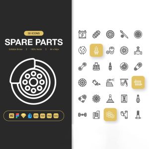 مجموعه آیکون قطعات یدکی ماشین