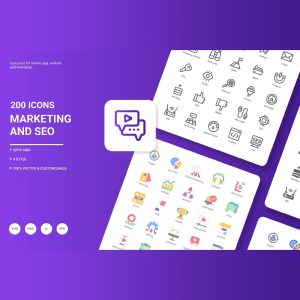 200 آیکون مارکتینگ و سئو