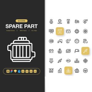 مجموعه آیکون لوازم یدکی ماشین