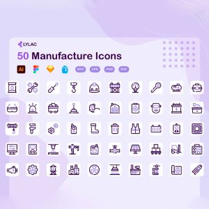 50 آیکون کارخانه و تولید
