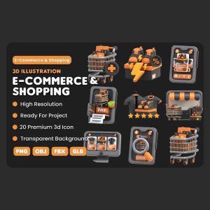آبجکت 3D آنلاین شاپ مشکی