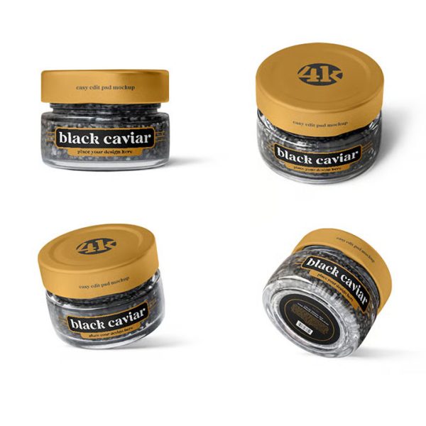 طرح موکاپ قوطی خاویار شیشه ای - تصویر 4