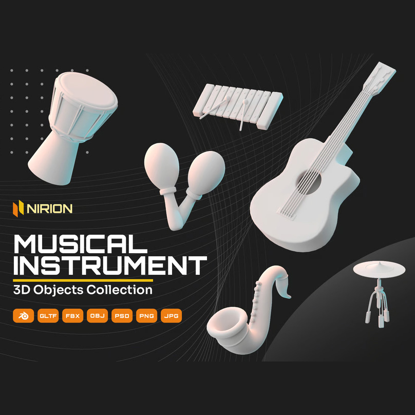 باندل آبجکت آلات موسیقی خانه 3D باندل آبجکت آلات موسیقی خانه 3D