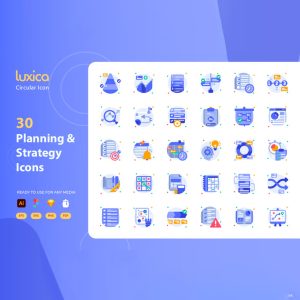 30 آیکن استراتژی و برنامه‌ریزی (planning strategy icons)