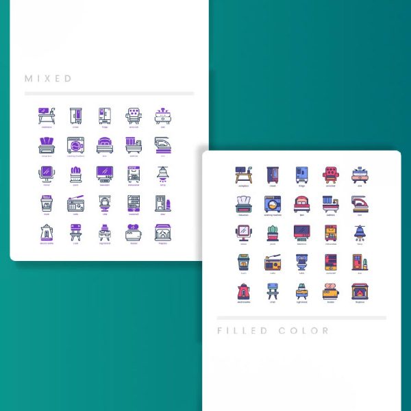 پک آیکون مبلمان و دکوراسیون منزل - تصویر 2