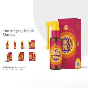 طرح موکاپ بطری اسپری گلویی