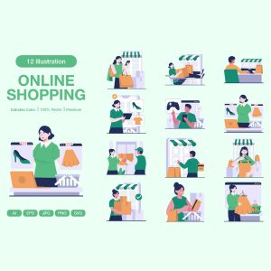 پک وکتور مفهومی فروشگاه آنلاین