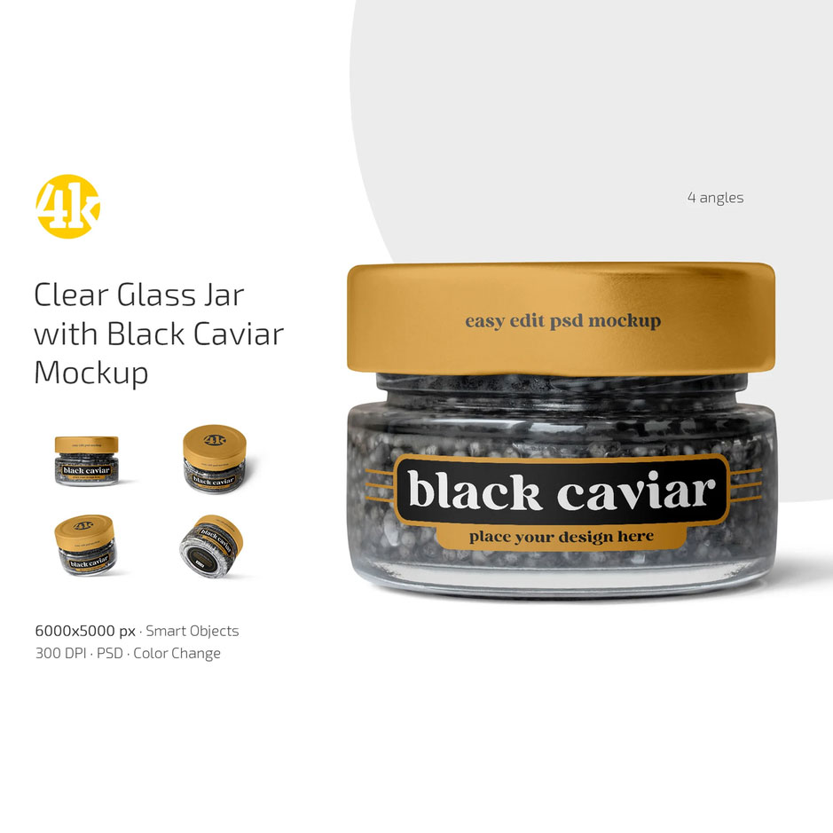 طرح موکاپ قوطی خاویار شیشه ای طرح موکاپ قوطی خاویار شیشه ای