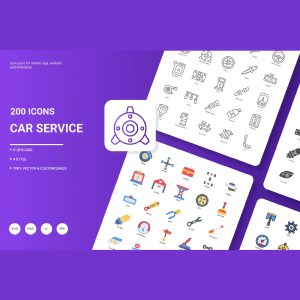 200 آیکون گاراژ تعمیر ماشین