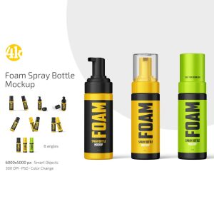 طرح موکاپ بطری اسپری فوم