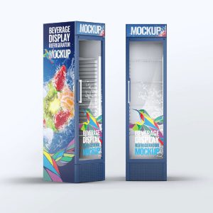 طرح موکاپ یخچال ایستاده فروشگاهی