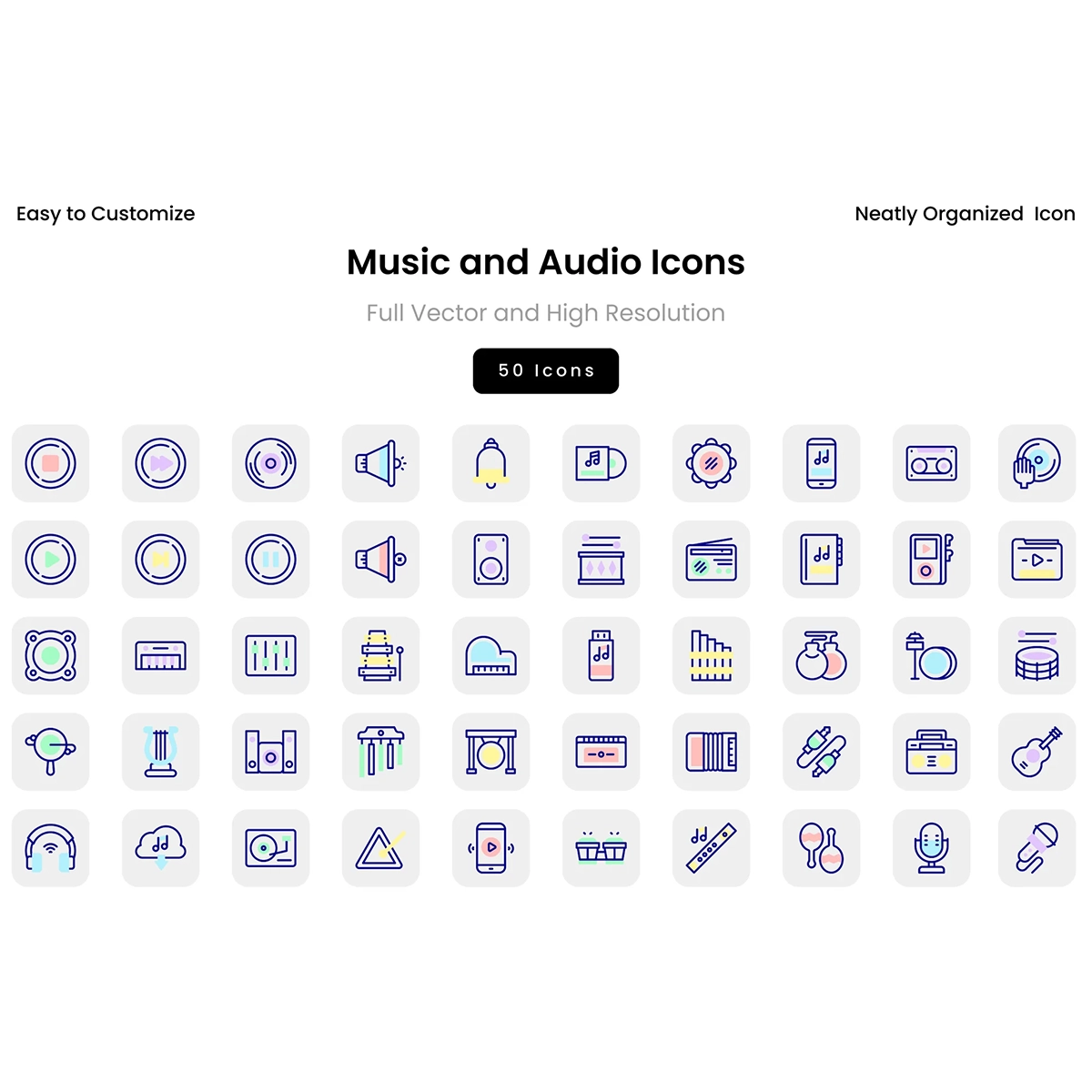 Music And Audio Icons پک آیکن موزیک و صدا