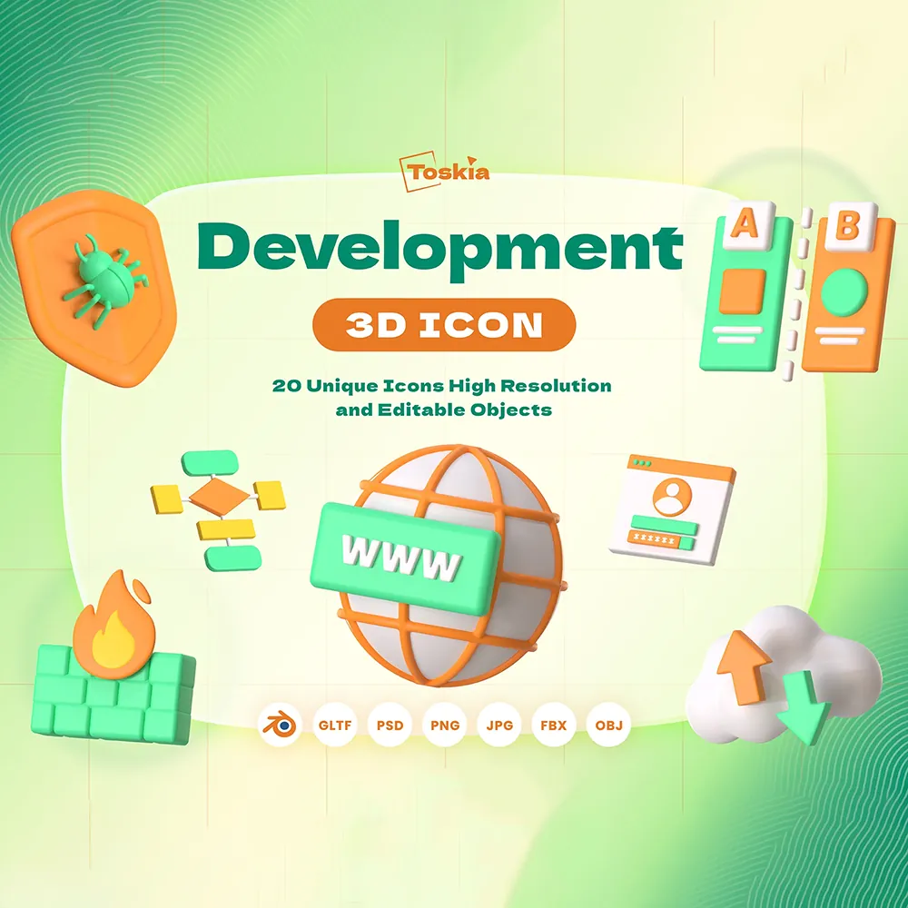 Development 3D Icon باندل آیکن 3D توسعه