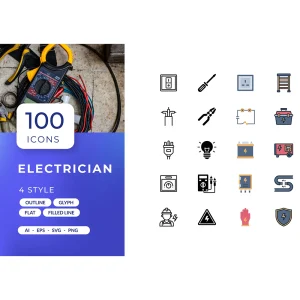 پک آیکون برقکار (Electrician Icons)