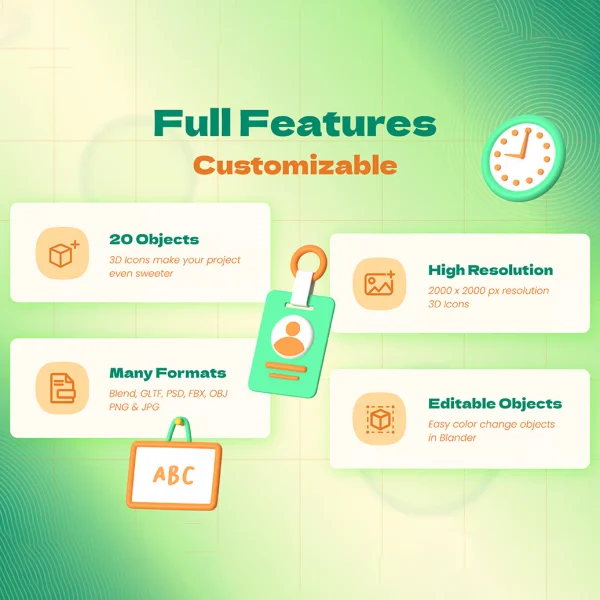 باندل آیکن 3D لوازم التحریر - تصویر 4