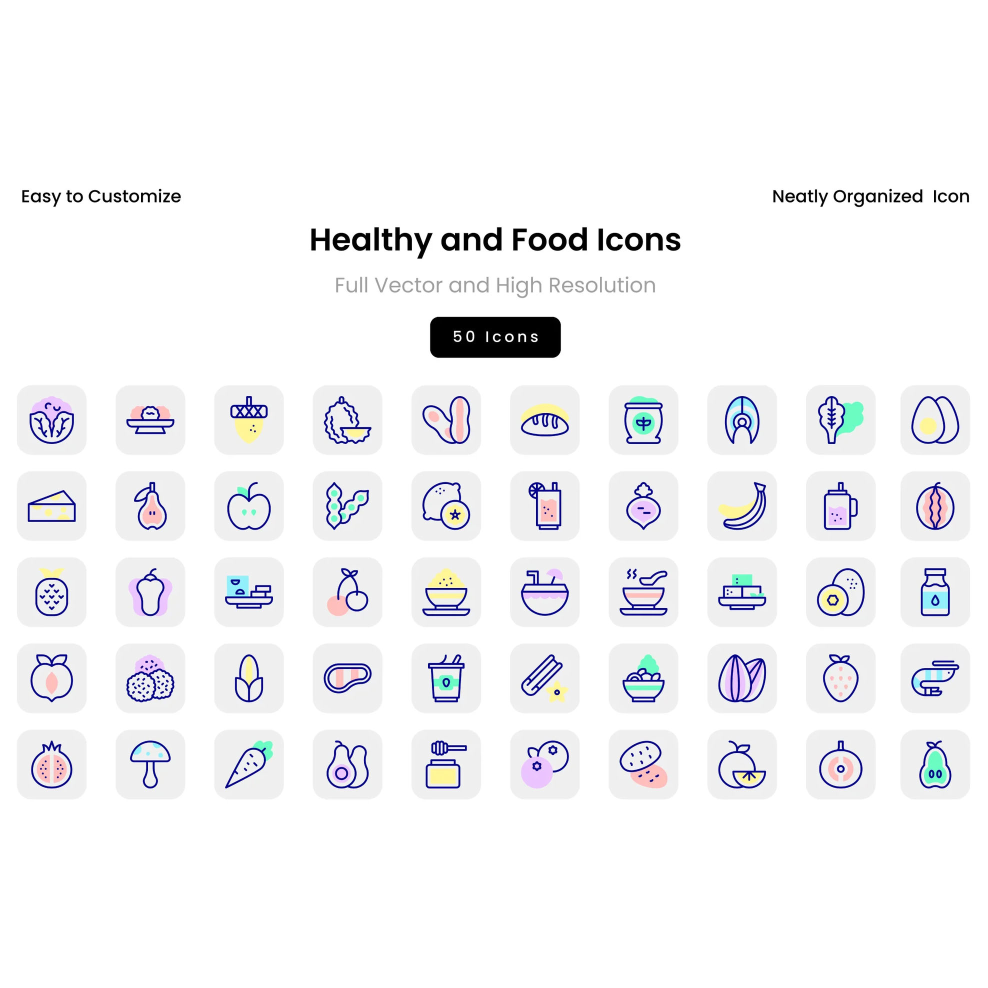 2e6c0f10-23eb-4f75-a99e-3bd671c7a255 پک آیکن سلامت و غذا (Healthy and Food Icons)