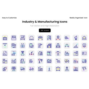 پک آیکن صنعت و تولید (Industry Manufacturing Icons)